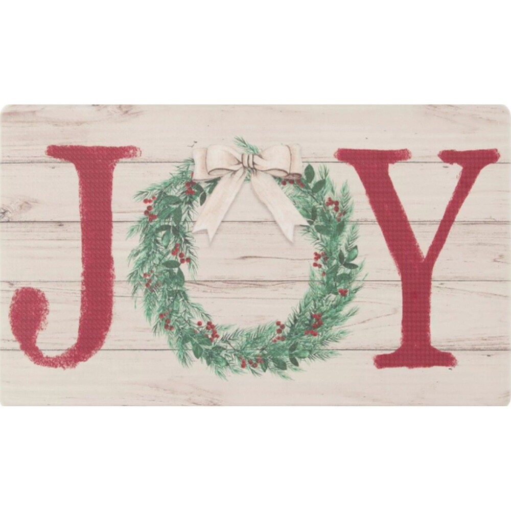 ANTI-FATIGUE NON SLIP PVC KITCHEN FLOOR MAT (18"x30") CHRISTMAS, JOY WREATH, WW